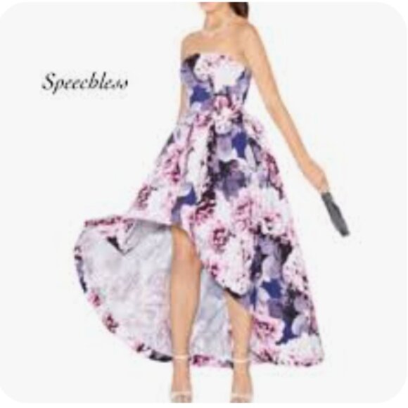 Speechless Floral High Low Gala Prom Wedding Guest Dress, Size 13 - Picture 2 of 13